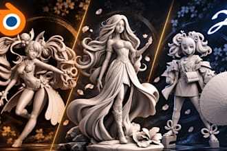 sculpt fantasy miniature anime figure 3d character model for 3d printing