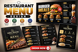 design restaurant menu, digital menu, digital menu board, menu design, flyer