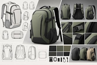 design custom backpacks, 3d cad models and bag tech packs