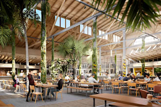 design a food court, food hall and commercial dining space