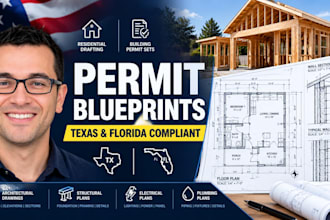 draw architectural plans and blueprints for texas and florida permits