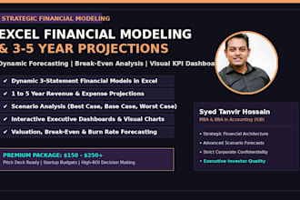 build dynamic excel financial model and 3 to 5 year projections