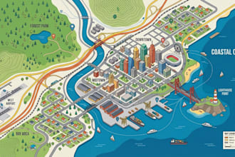 create a professional golf course map, golf map, vector map and location map