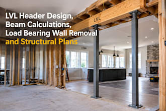 lvl header design, beam calculations, load bearing wall removal structural plans
