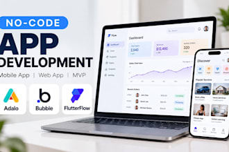 build a no code mobile app or web app using adalo bubble flutterflow