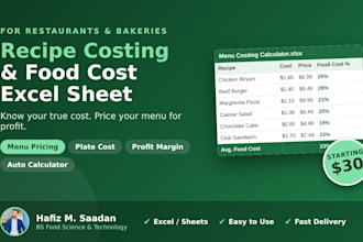 do recipe costing and food cost excel sheet for your restaurant menu