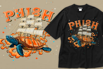 draw custom band merch and tshirt designs with a vintage feel