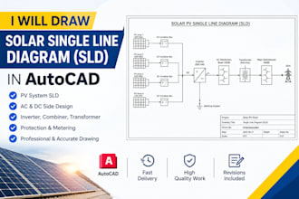 draw solar single line diagram sld in autocad