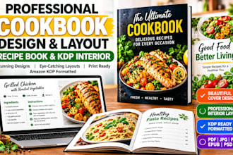 design a cookbook, recipe book and professional amazon KDP interior layout