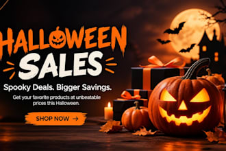design halloween sales banner, flyer, poster for ads and social media
