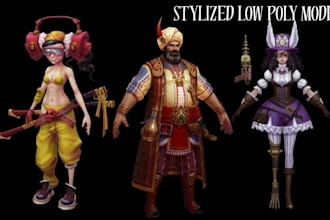 model rig stylized low poly 3d character model retro psx mobile rpg game assets