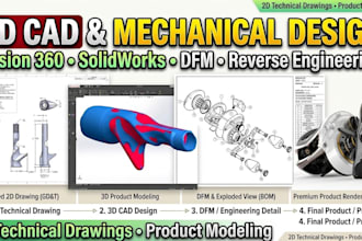 3d cad design, mechanical design, reverse engineering, dfm and product design