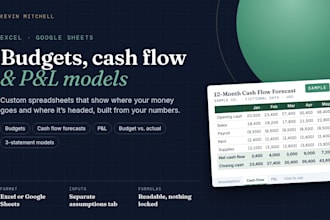 build custom budget, cash flow or profit and loss models