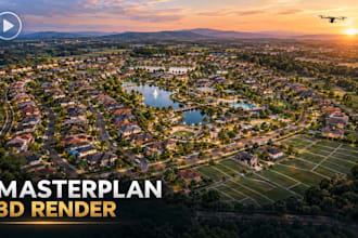 render animate masterplan 3d site urban plan subdivision residential community