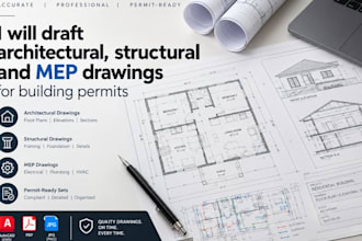 draft architectural, structural and mep drawings for building permits