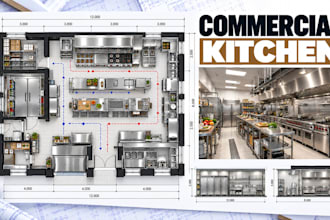 design commercial kitchen layouts, equipment plans, cooking station workflow