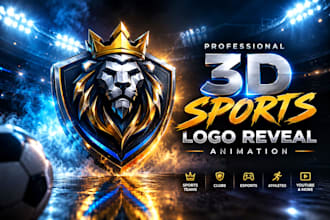 create a professional 3d sports logo reveal animation