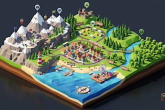 model 3d resort maps, tourist attraction maps and destination landscapes