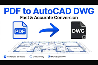 convert your pdf sketch image to autocad 2d dwg drawing