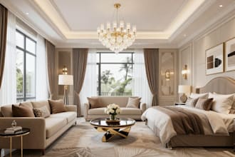 create luxury living room, bedroom interior design