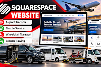 build airport transfer shuttle wheelchair scooter towing squarespace website
