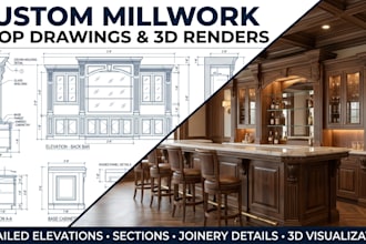 create commercial millwork shop drawings and architectural casework