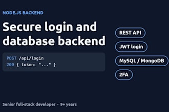 build a node js backend with secure login and database for your app