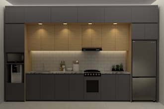 create 3d kitchen design, sketch up modelling, and realistic rendering