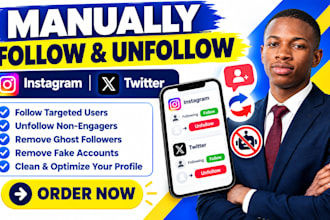 manually follow and unfollow instagram twitter ghost fake bot followers