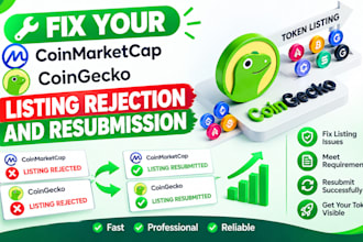 fix your coinmarketcap,coingecko listing rejection and resubmission