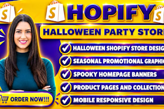 design or redesign a halloween party shopify store