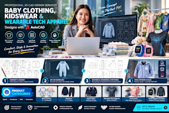 design baby clothing, kidswear and wearable tech apparel using 3d cad