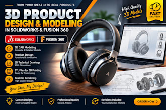 do 3d cad design and industrial 3d cad product design on solidworks