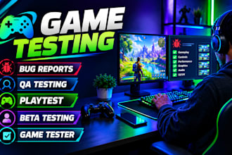 do game testing, QA playtests and bug reports for a smooth, bugfree game launch