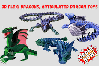 create custom 3d flexi dragons, articulated dragons toys, printable stl model