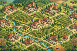 create wine trail map winery vineyard map destination map tourism illustration