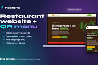 create a restaurant website with digital qr menu and blog