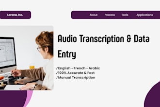 do fast audio transcription and data entry in english french arabic