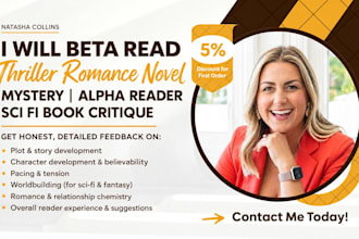 beta read thriller romance novel, mystery alpha  reader, sci fi book critique