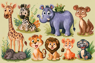 draw custom animal cartoon illustration
