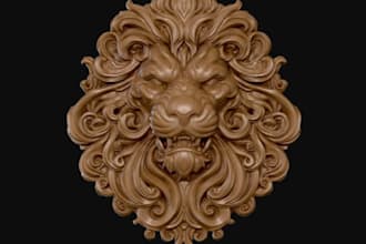 create detailed 3d animal bas relief models for cnc carving and 3d printing