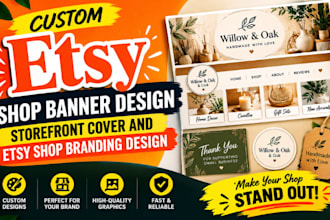 custom etsy shop banner design storefront cover and etsy shop branding design