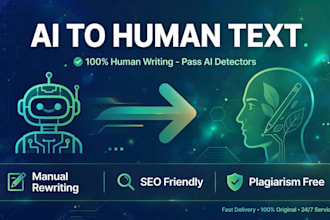 rewrite, summarize, and convert ai content to human professional writing