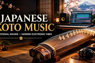 compose authentic electronic japanese traditional instrumental music with koto