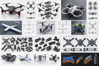 design 3d printable drones, uav parts, quadcopter frames and aircraft models