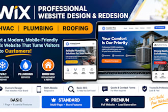 design redesign wix hvac installation website wix plumbing and roofing website