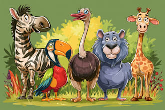 draw animals cartoon illustration