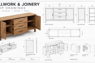 prepare millwork and joinery drawings for custom cabinet manufacturing