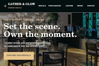 design squarespace wedding rental website photobooth lighting decor website