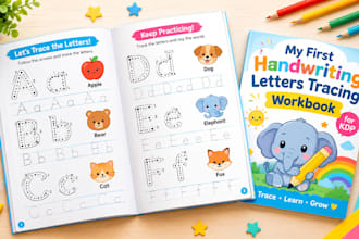 create children handwriting letters tracing workbook for KDP